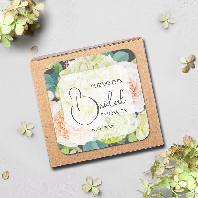 Romantic Garden Flowers Bridal Shower Square Sticker (Romantic Garden Flowers Bridal Shower Square 3" Stickers)