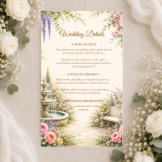 Romantic Garden Fountain Elegance Wedding Enclosure Card