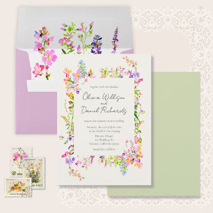 Romantic Garden Green Floral Wedding  Invitation