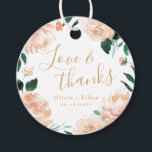 Romantic garden love and thanks floral wedding favour tags<br><div class="desc">Love and thanks script surrounded by romantic peach colour watercolor floral,  sweet and elegant,  personalise with couples names and date,   great favour tags for weddings,  bridal showers,  baby showers or any special event.</div>