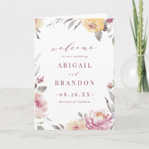 Romantic garden mauve floral wedding programme