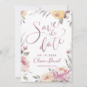 Romantic garden modern calligraphy save the date