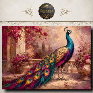 Romantic Garden Peacock Decoupage Tissue Paper