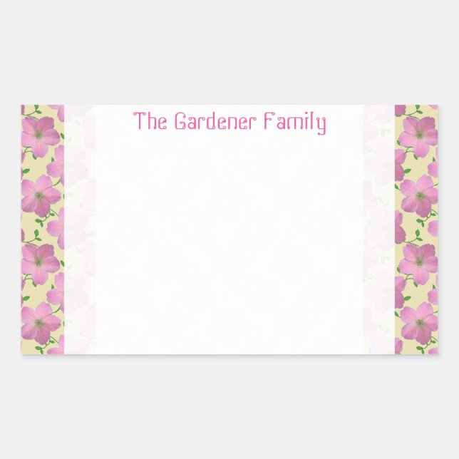Romantic Garden Pink Geranium Flower on any Colour Rectangular Sticker (Front)