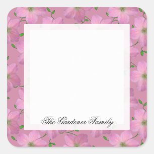 Romantic Garden Pink Geranium Flower on any Colour Square Sticker
