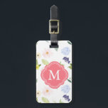 Romantic Garden Pink Watercolor Flowers Monogram Luggage Tag<br><div class="desc">Romantic Garden Watercolor Flowers Monogram</div>