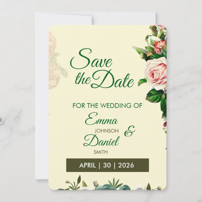 Romantic Garden Save the Date Card (Front)