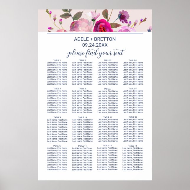 Romantic Garden Seating Chart (Front)