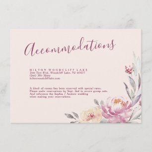 Romantic garden watercolor floral accommodation enclosure card