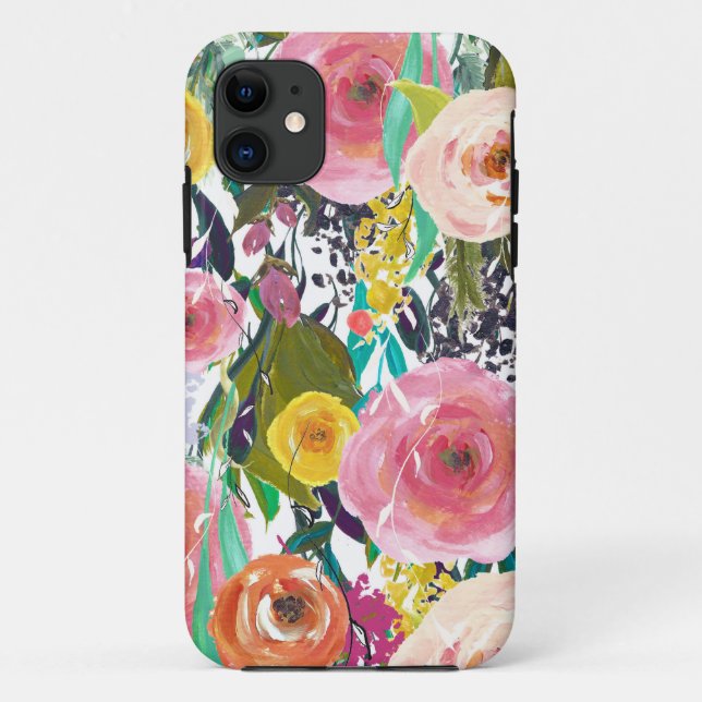 Romantic Garden Watercolor Flowers Case-Mate iPhone Case (Back)