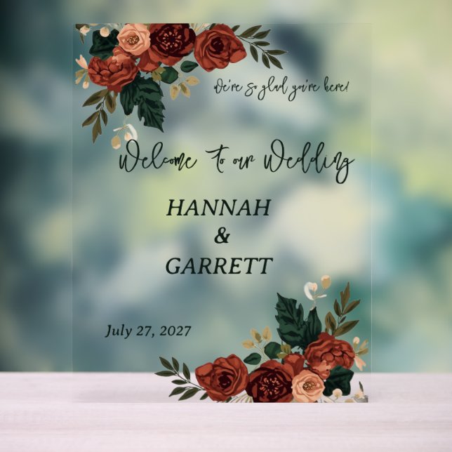 Romantic Garden Wedding Foam Board Acrylic Sign (Neutral)