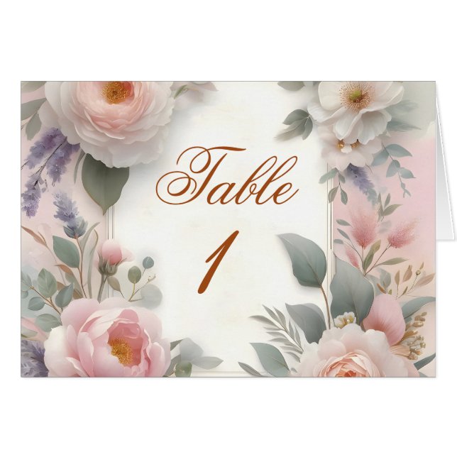 Romantic Garden Wedding Table Numbers (Front Horizontal)