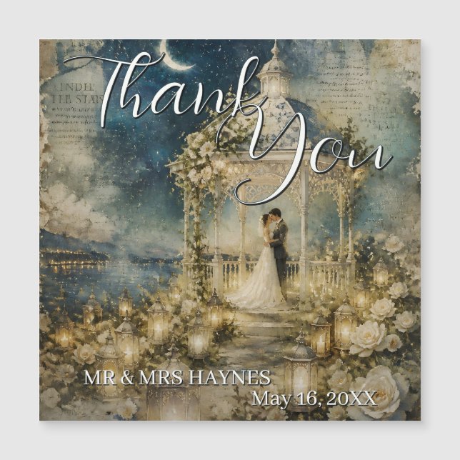 Romantic Garden Wedding Thank You Cards (Front)
