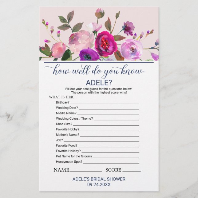 Romantic Garden What's In Your Purse Game (Front)