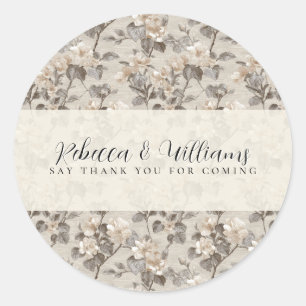 Romantic Gardenias Accent Retro Wedding Classic Round Sticker