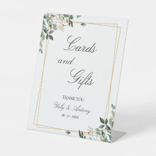 Romantic Geometric Frame Card and Gifts Pedestal Sign