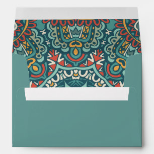 Romantic Geometric Mandala soft blue grey and red Envelope