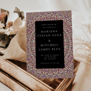 Romantic Geometric Mandala soft Pink Black Invitation
