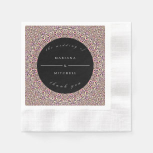 Romantic Geometric Mandala soft Pink Black Napkin