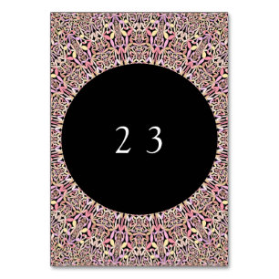 Romantic Geometric Mandala soft Pink Black Round Table Number