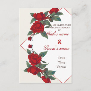 Romantic Geometric Red Rose Wedding Invitation