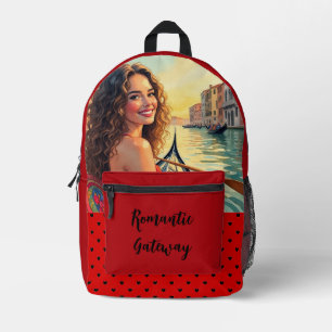 Romantic Getaway, Love and Venice Printed Backpack