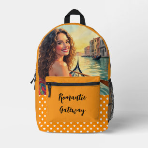 Romantic Getaway, Love and Venice Printed Backpack