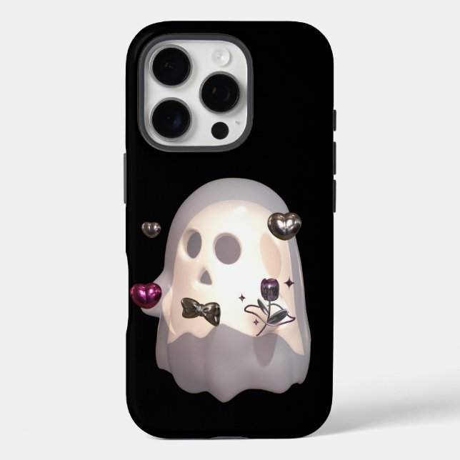 Romantic Ghost with Metallic Hearts & Flower 3D Il Case-Mate iPhone Case (Back)