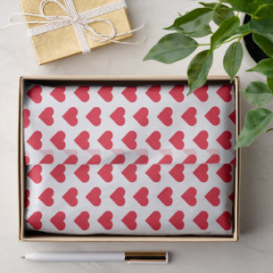 Romantic gift wrap tissue paper with red hearts