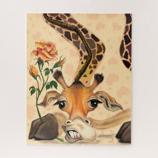 Romantic Giraffe Funny Jigsaw Puzzle (Vertical)