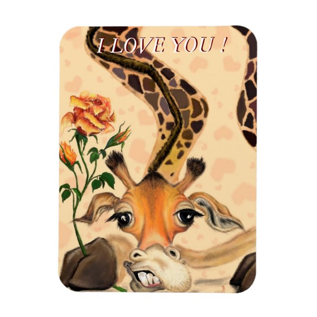 Romantic Giraffe - Gentleman - Add Your Text /Name Magnet (Vertical)