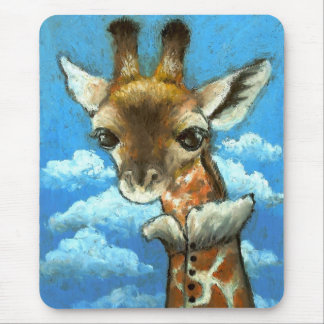 Romantic giraffe mouse pad
