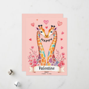 Romantic Giraffe Valentine’s Day  Holiday Card