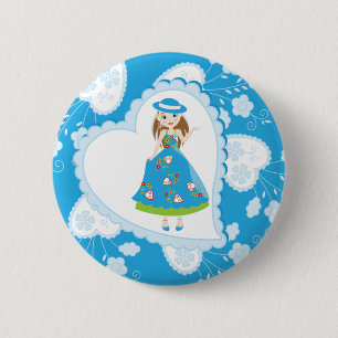 Romantic girl birthday party 6 cm round badge