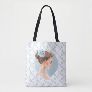 Romantic girl. Blue flower Tote Bag