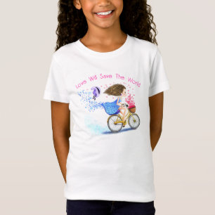 Romantic Girl with Bike T-Shirt - Your Text