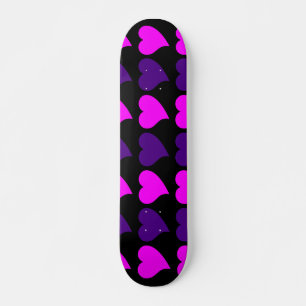 Romantic Girls Gifts : Pink Purple Hearts Stripes Skateboard