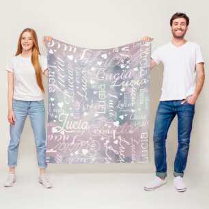 Romantic Girl's Purplish Hues Hearts Fleece Blanket