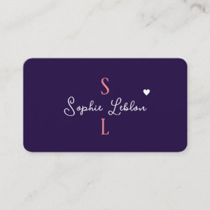 Romantic Girly Calligraphy Monogrammed Business Card