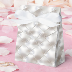 Romantic Glam White Faux Leather Wedding Favour Box