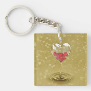 Romantic Glass Heart Design - Acrylic Keychain