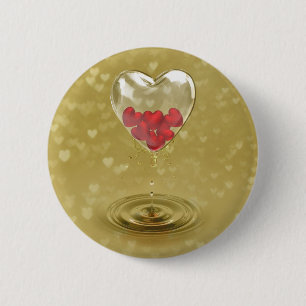 Romantic Glass Heart Design - Button