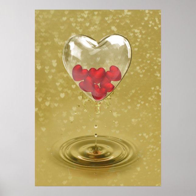 Romantic Glass Heart Design Poster (Front)