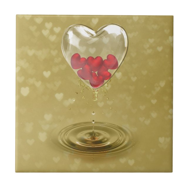 Romantic Glass Heart Design Tile (Front)