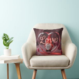 Romantic Gnome in Heart Display with Neon "Love" Cushion