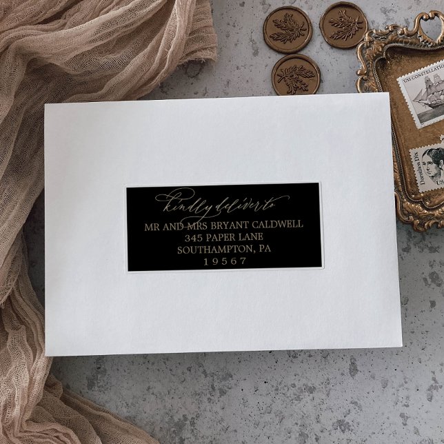 Romantic Gold and Black Guest Address Labels (Creator Uploaded)