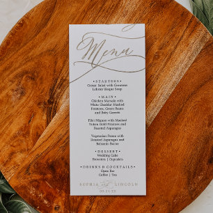 Romantic Gold and Black Styled Names Wedding Menu Invitation