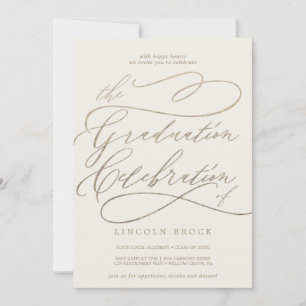 Romantic Gold and Ivory Graduation Celebration Invitation