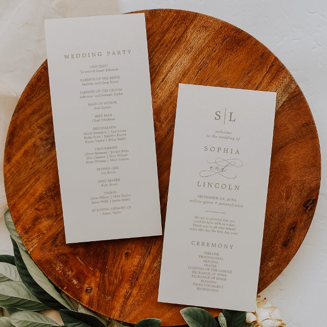 Romantic Gold and Ivory Monogram Wedding Program Programme (Creator Uploaded)