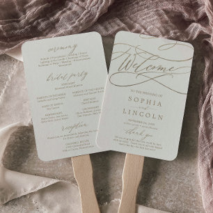 Romantic Gold and Ivory Reception Wedding Program Hand Fan
